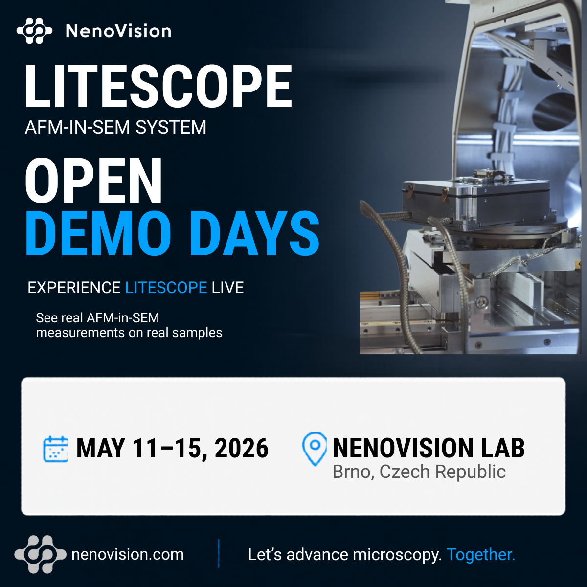 LiteScope Open Demo Days in Brno — Book Your Slot for May 11–15, 2026