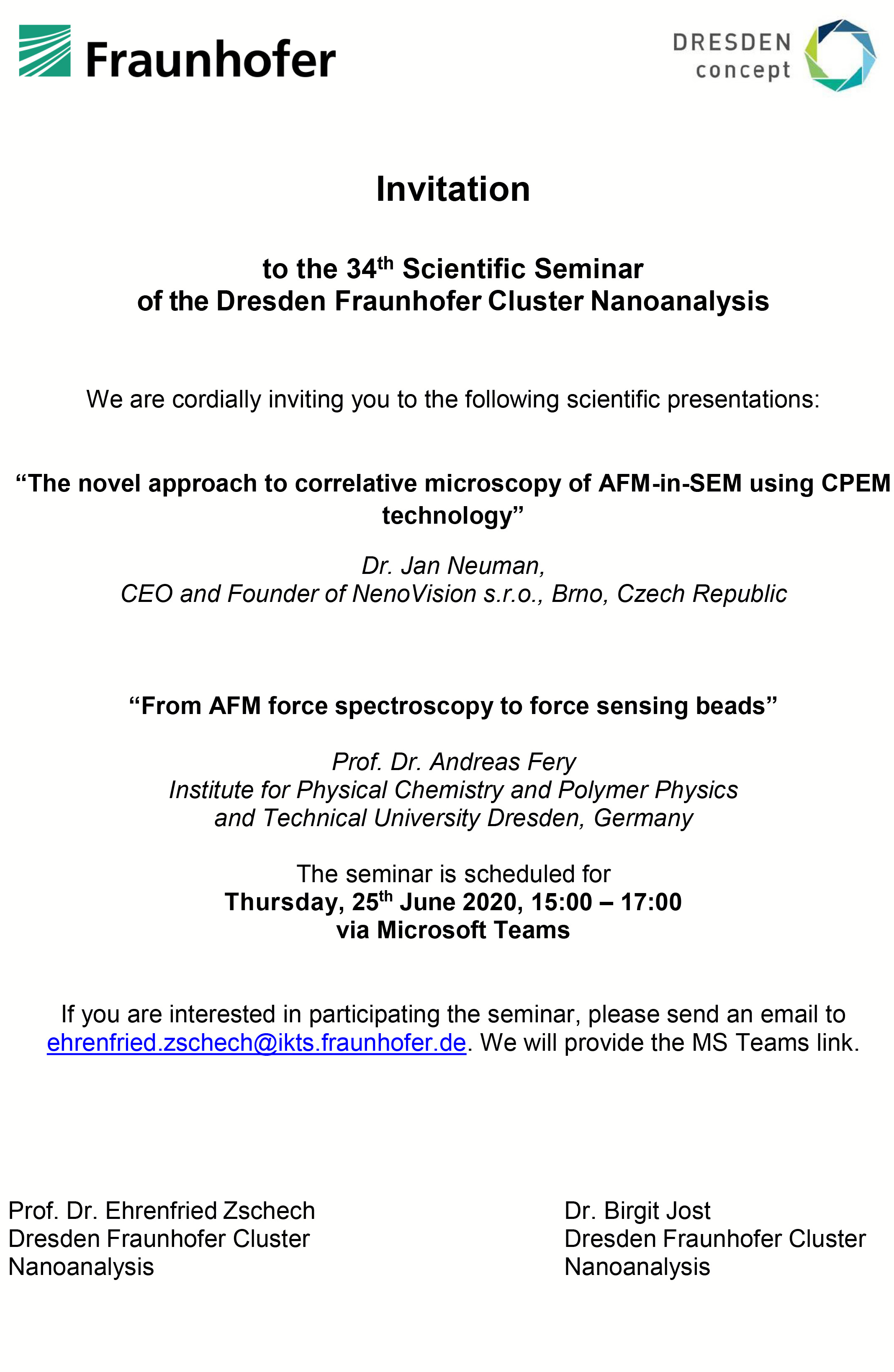 Invitation to Seminar of Fraunhofer Cluster
